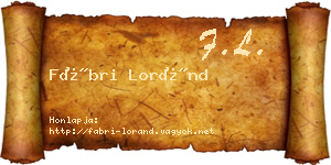 Fábri Loránd névjegykártya